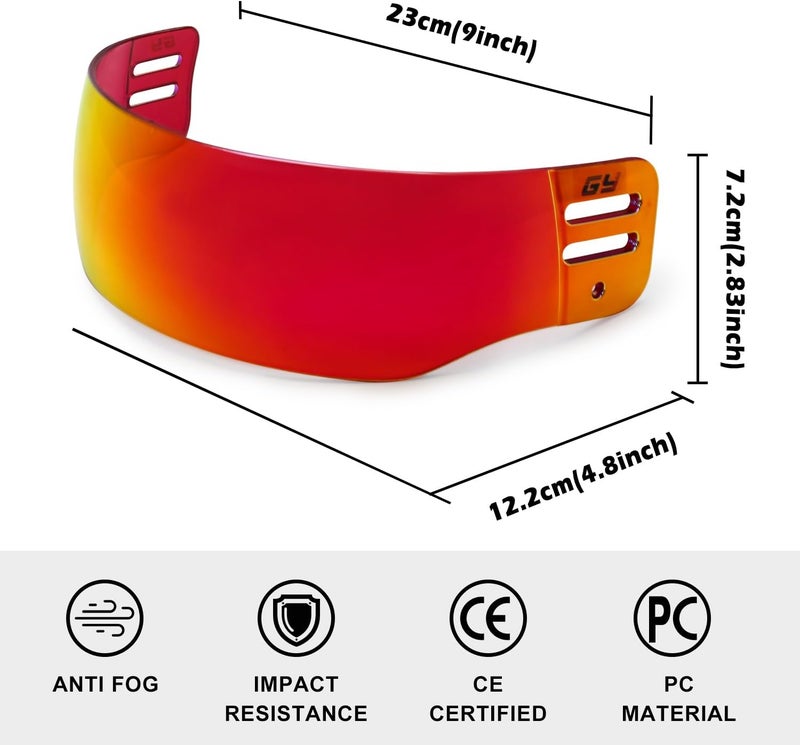 GY Hockey Visor Youth Hockey Helmet Half Face Visor Adult Hockey Face Mask Visor Inside Anti-Fog Outside Anti-Scratch/CE Certified - Image 3
